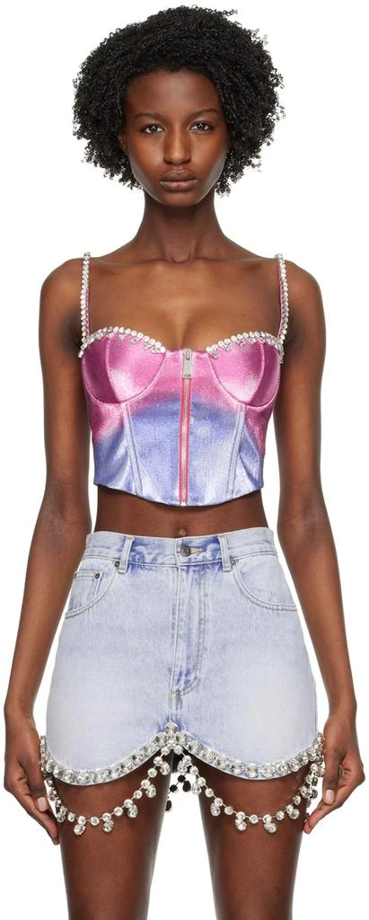 AREA Pink & Blue Ombre Crystal Tank Top 1