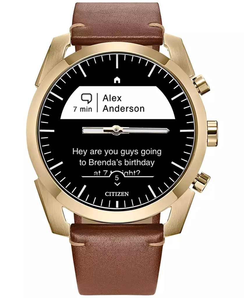 Citizen Men's CZ Smart Hybrid Sport Brown Leather Strap Smart Watch 43mm 6