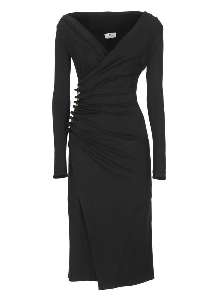 Black V-Neck Midi Dress With Metallic Accents  On Sale Now with Up to 9%  Off | Discover Exclusive Deals & Savings at BeyondStyle  Authentic  ELISABETTA FRANCHI women|clothing|dresses with Limited-Time Discounts,