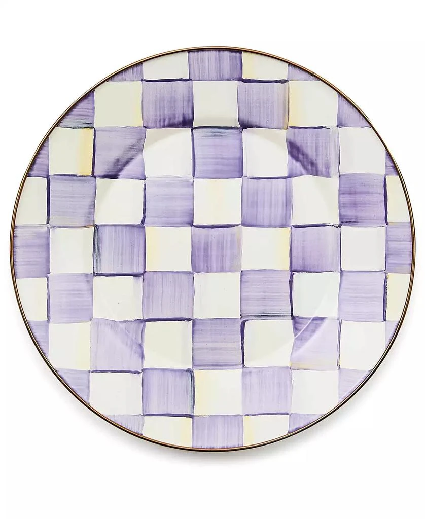 MacKenzie-Childs Violet Check Handmade Dinner Plate 3