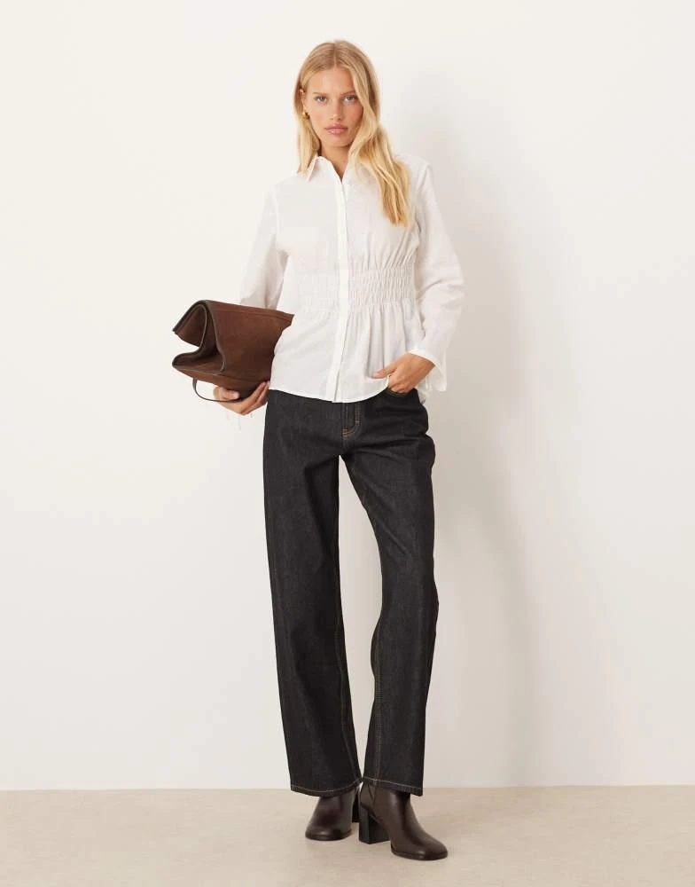 Cotton On Cotton On Gathered long sleeve shirt in white 4