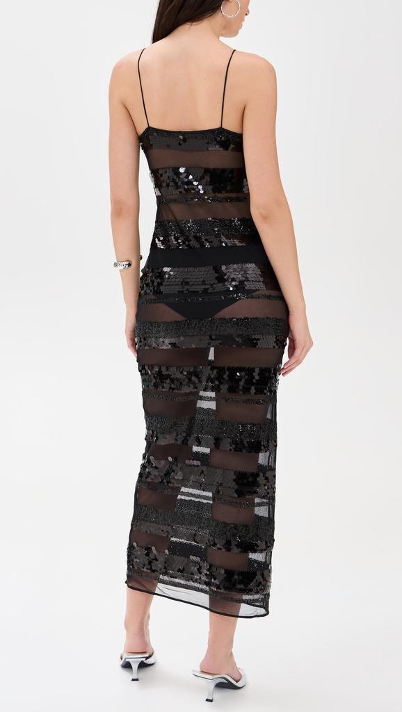OSEREE Sequins Stripe Long Dress