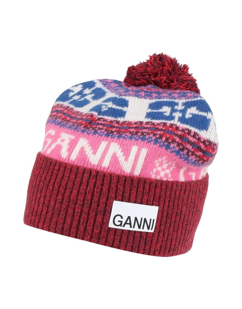 GANNI RECYCLED WOOL BEANIE SKY CAPTAIN Ganni Logo-patch Turn-up Brim Beanie | italist main image 2
