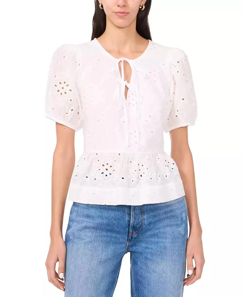 Parker Women's The Alina Eyelet Peplum Top 1