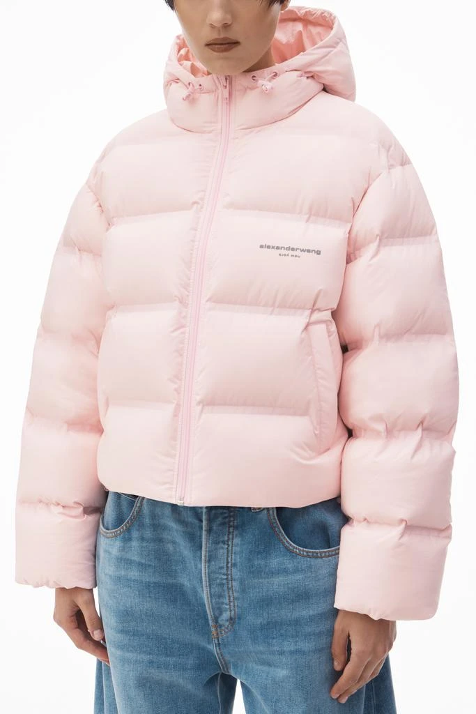 Alexander Wang cropped hooded puffer coat with reflective logo 3