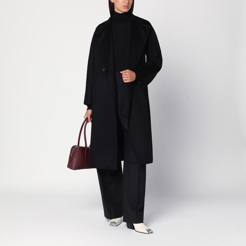 Shop Black double-breasted coat with belt on Sale at