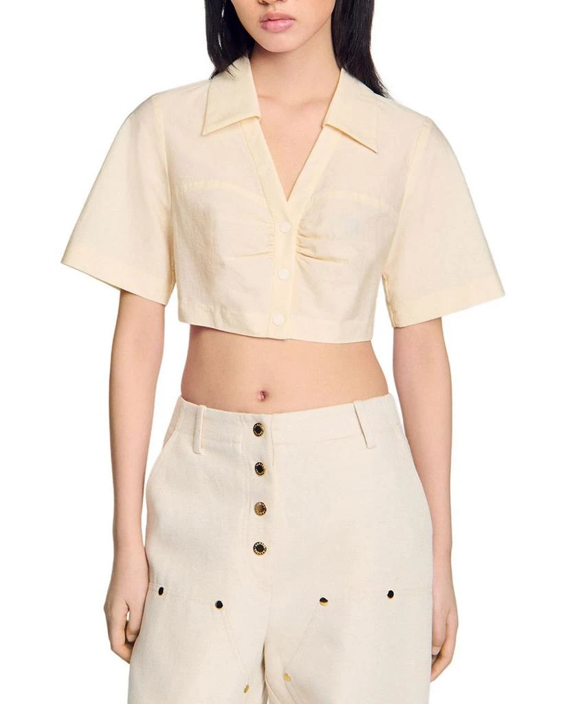 Sandro Cropped Gathered Shirt 1