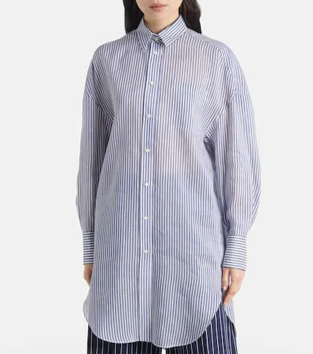 Brunello Cucinelli Monili striped linen and silk organza shirt 5