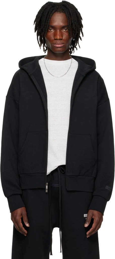 Essentials Black Classic Full Zip-Up Hoodie - Hoodies - BeyondStyle