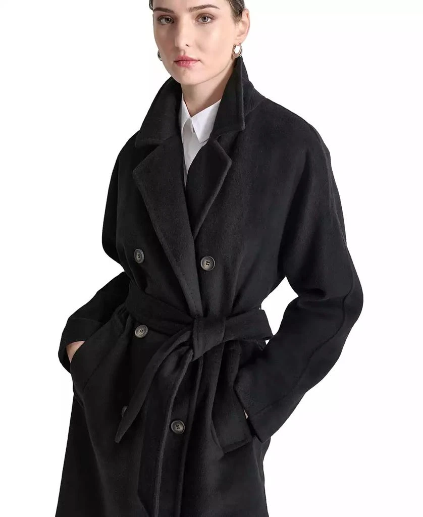 DKNY Women's Double-Breasted Belted Wrap Coat 4
