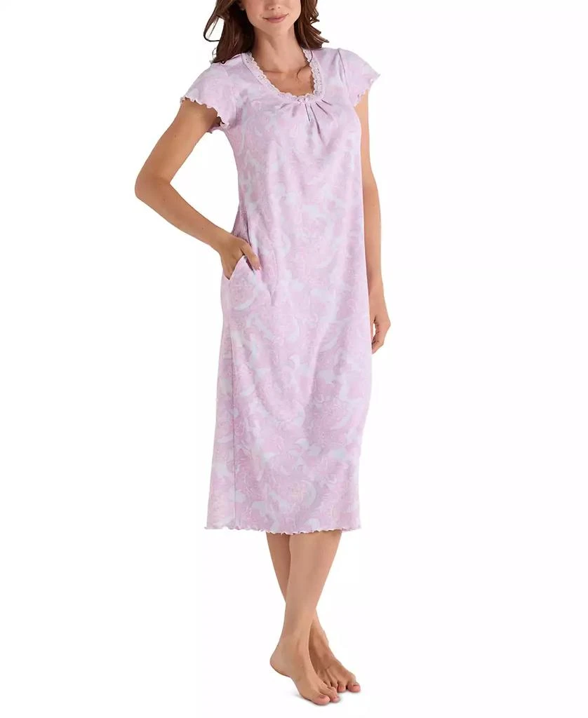 Miss Elaine Women's Paisley-Print Lace-Trim Nightgown 1