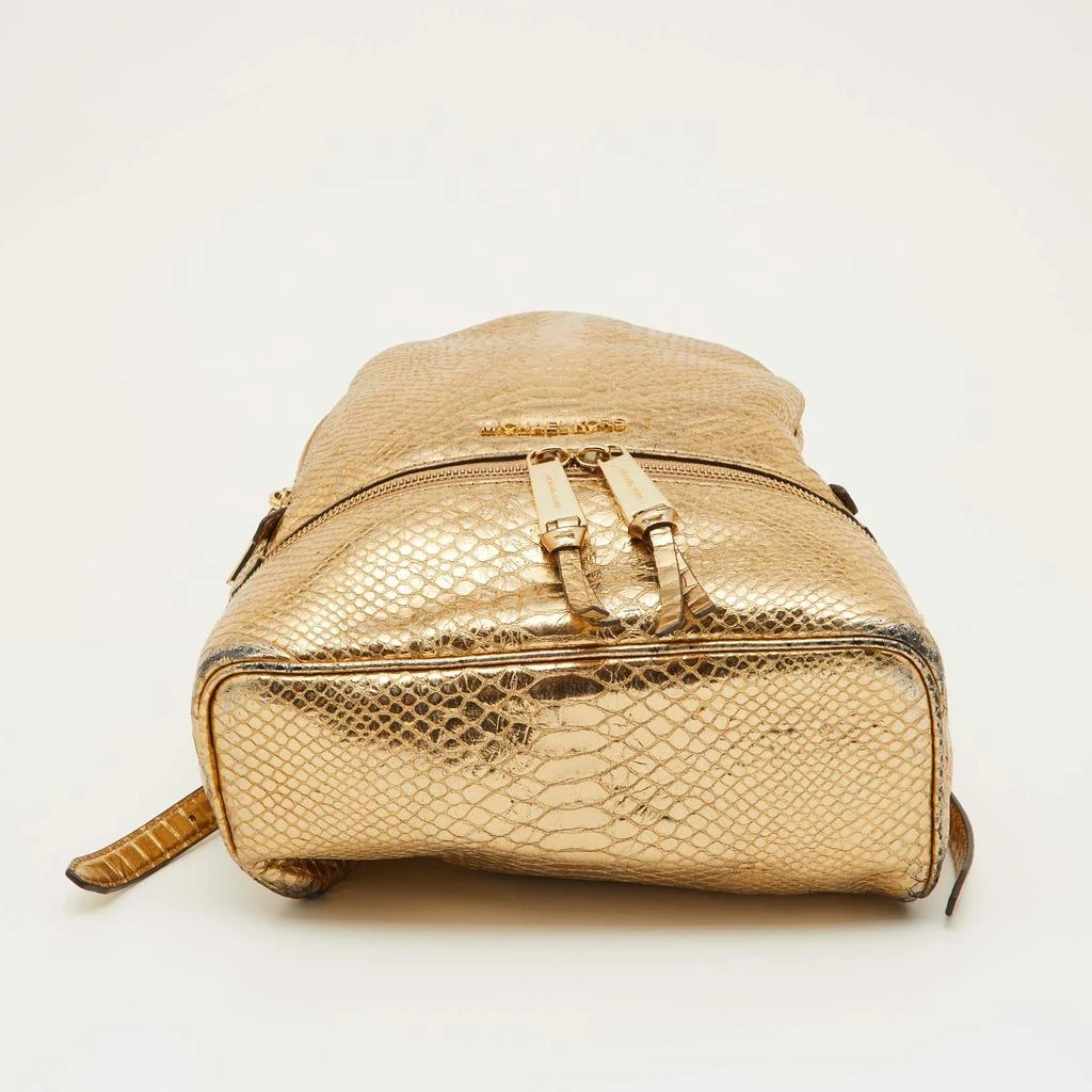Michael Kors Michael Kors Metallic Gold Python Embossed Leather Small Rhea Backpack 8