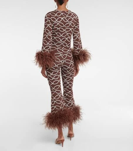 Valentino Feather-trimmed printed pants 3
