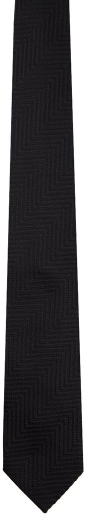 Tom Ford Black Giant Herringbone Tie 1