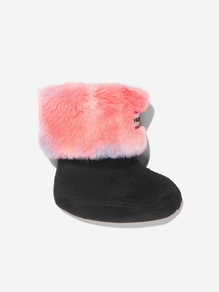 Hunter Girls Faux Fur Boot Socks in Multicolour