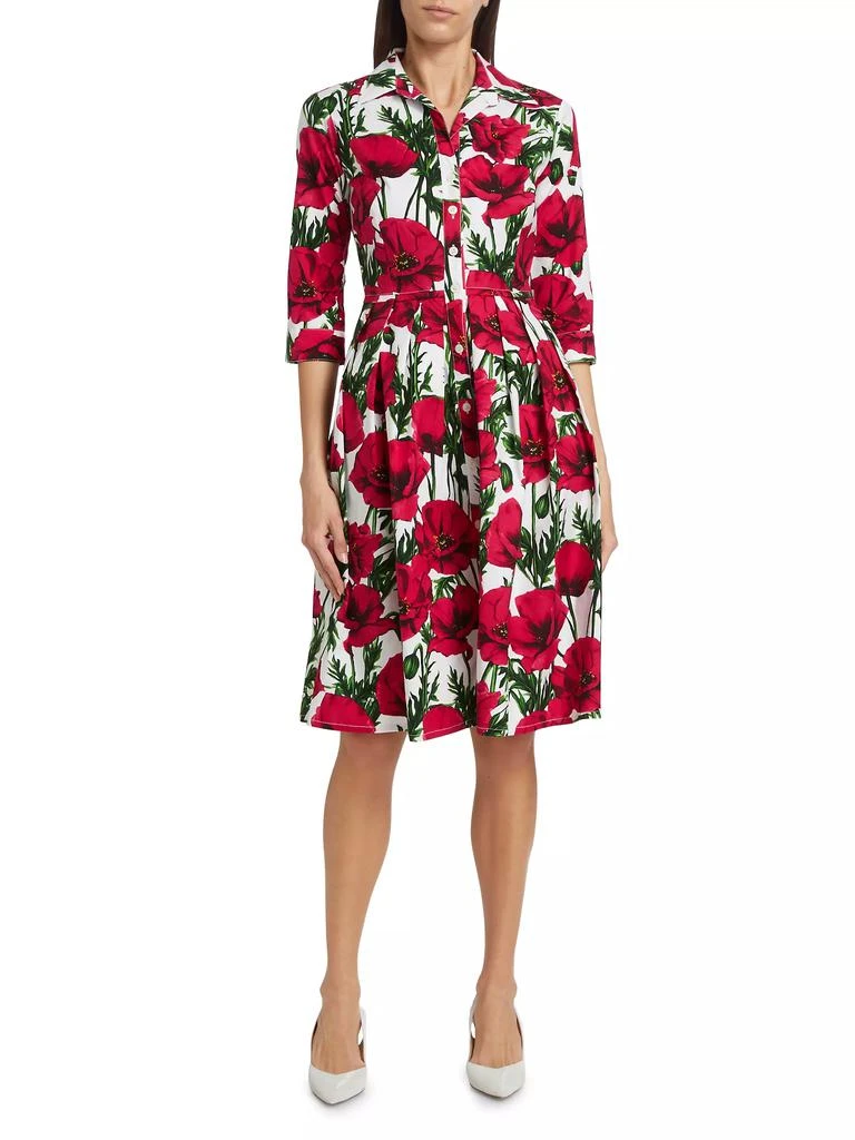 SAMANTHA SUNG Poppy Stretch Cotton Shirtdress 8