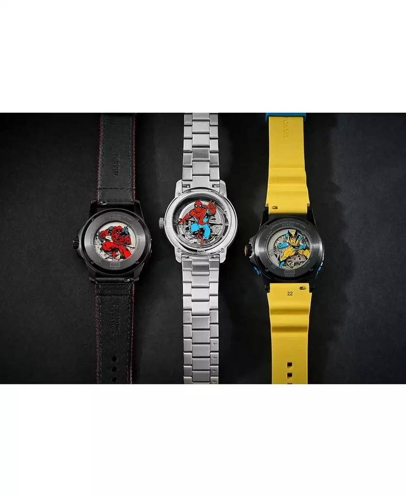 Fossil Unisex Marvel x Limited Edition Automatic Red and Black Nylon and Leather Watch, 42mm 9