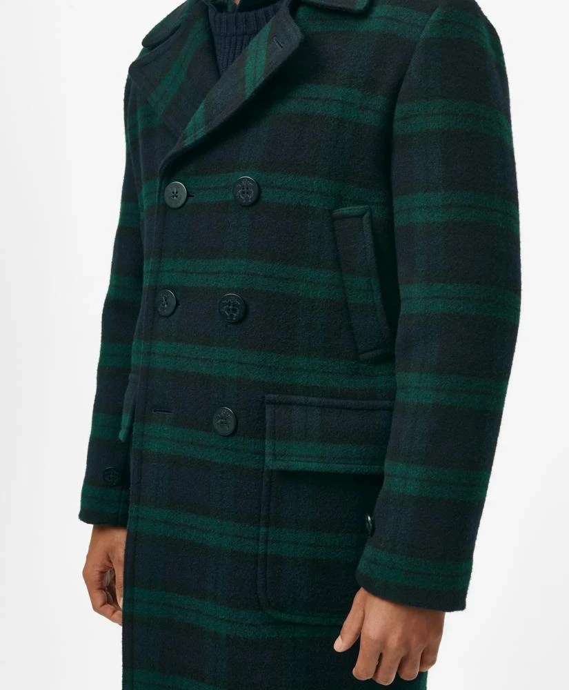 Brooks Brothers Wool Double-Breasted Black Watch Overcoat 4