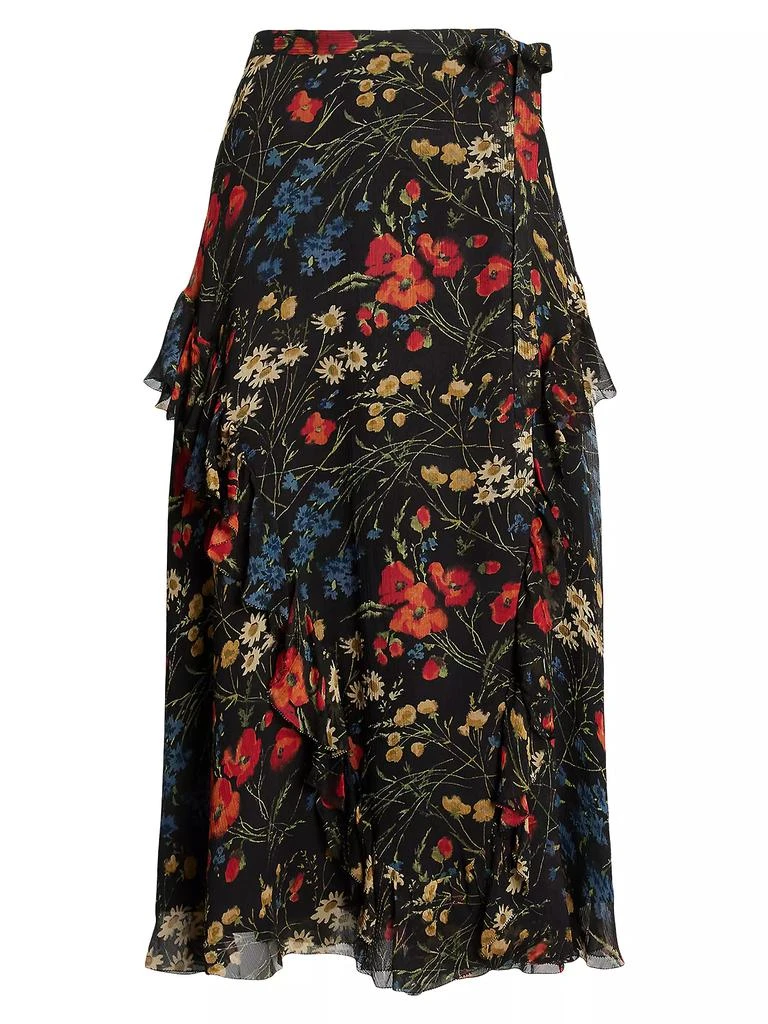 Ralph Lauren Floral Ruffle-Trim Georgette Wrap Skirt 1