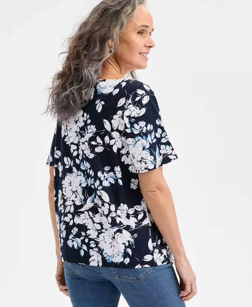 Style & Co Women's Printed Short-Sleeve Embroidered Top, Exclusively at Macy's 2