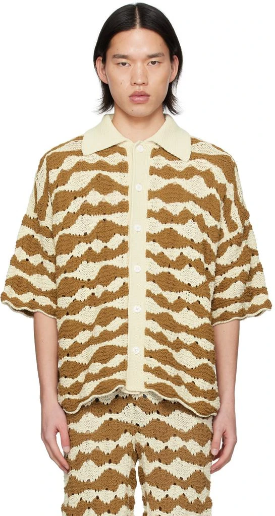 Bonsai Brown & Beige Punzonato Shirt 1