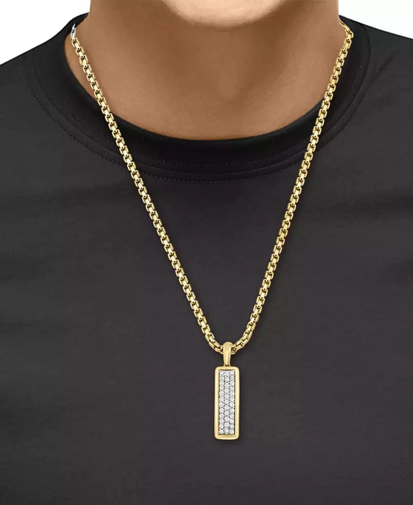 Effy EFFY® Men
s Zircon Cluster Elongated Dog Tag 22" Pendant Necklace (7/8 ct. t.w.) in Gold-Plated Sterling Silver 2