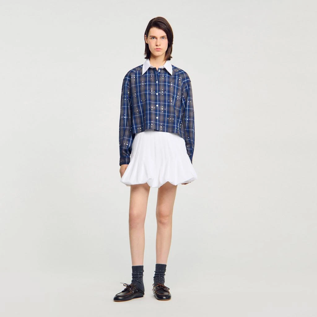 Sandro Rhinestone checkered collar shirt 1