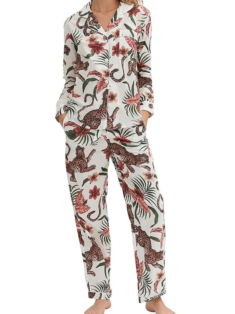 Desmond & Dempsey Cotton Jungle 2-Piece Pajama Set 2