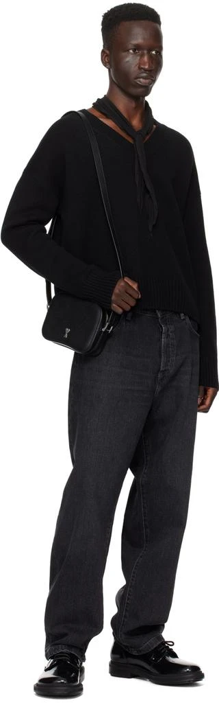 AMI Paris Black Cropped Sweater 4