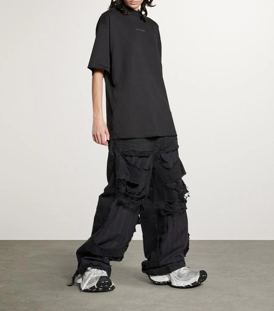 Balenciaga Distressed Rhinestone-Logo T-Shirt 2