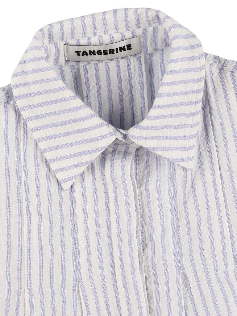 TANGERINE Pleated Cotton Blend Poplin Shirt 1