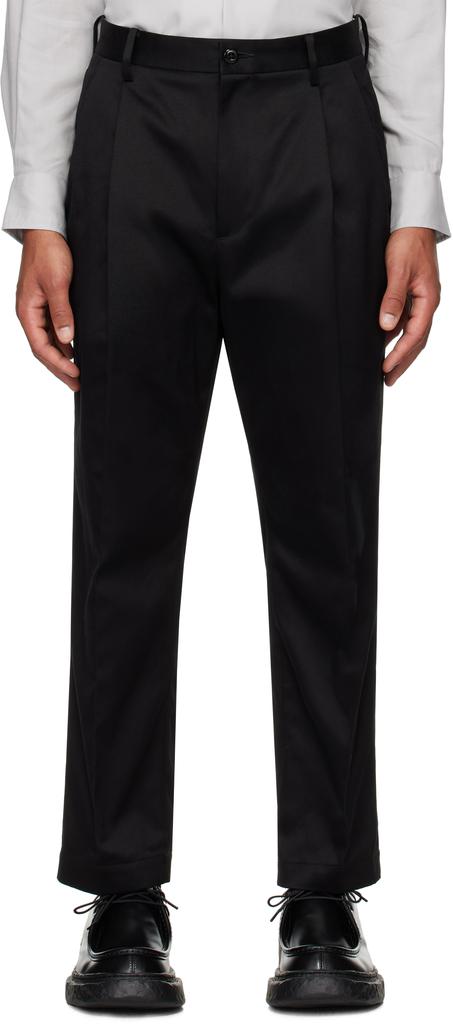 Wacko Maria Black Double Pleated Chino Trousers