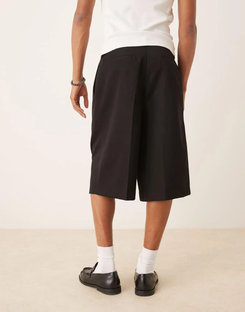 ASOS ASOS DESIGN smart oversized bermuda shorts with front pleat in black 4
