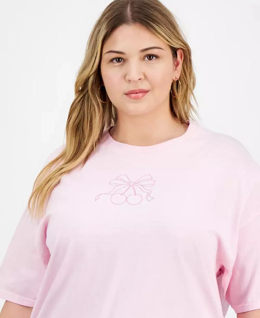 Rebellious One Trendy Plus Size Cotton Cherry Bow T-Shirt 3