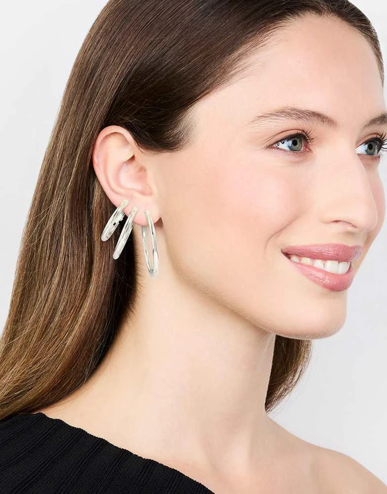 Lovisa Lovisa waterproof stainless steel large basic hoop earrings pack in silver