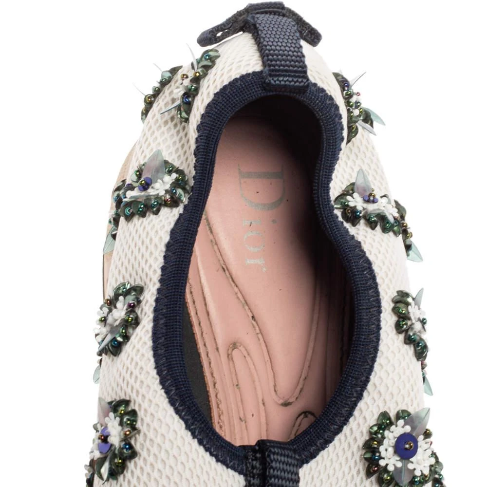 Dior Dior White/Black Sequins Embellished Mesh Fusion Slip-on Sneakers Size 36.5 7