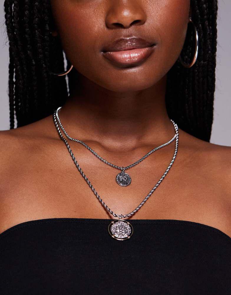 8 Other Reasons 8 Other Reasons layered coin necklace in silver