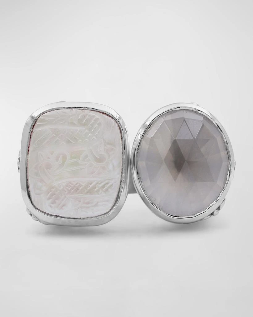 Stephen Dweck Quartz Mother-of-Pearl Open and Close Ring, Size 7-8 1