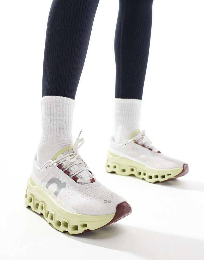On ON Cloudmonster running trainers in white and yellow 5