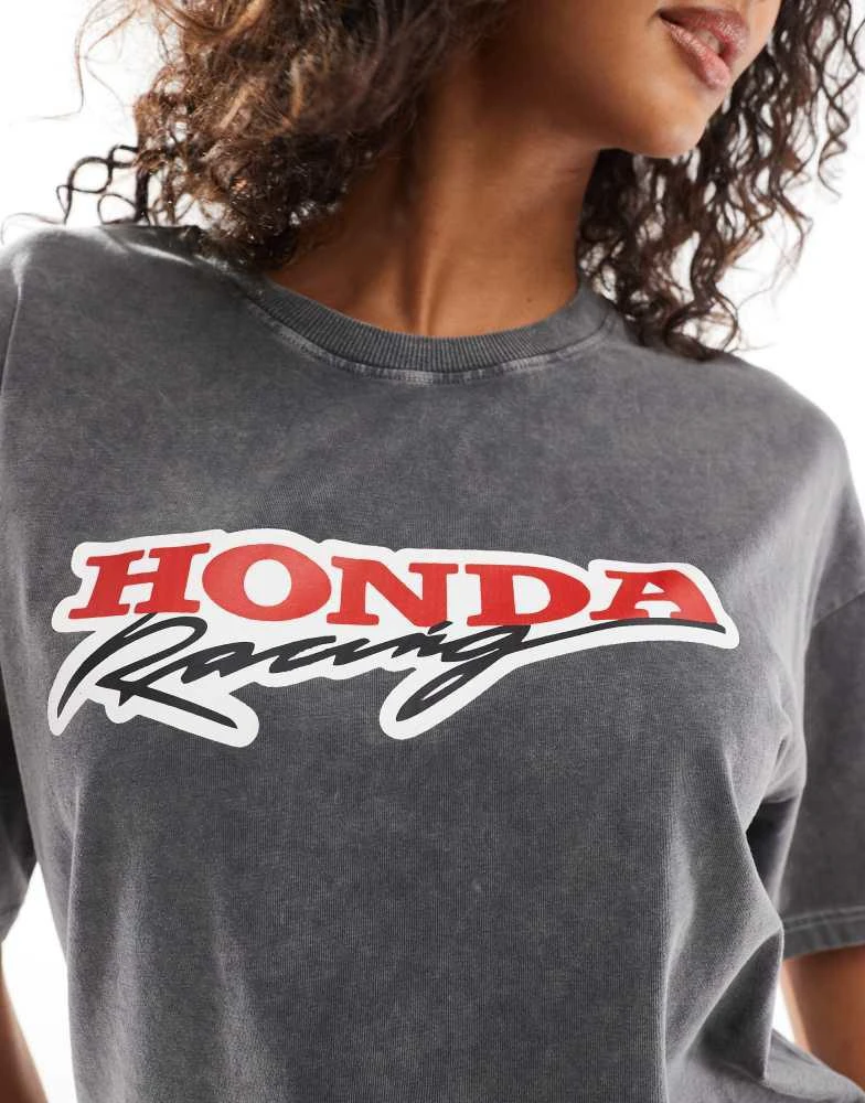 Daisy Street Daisy Street honda racing t-shirt in washed grey 2