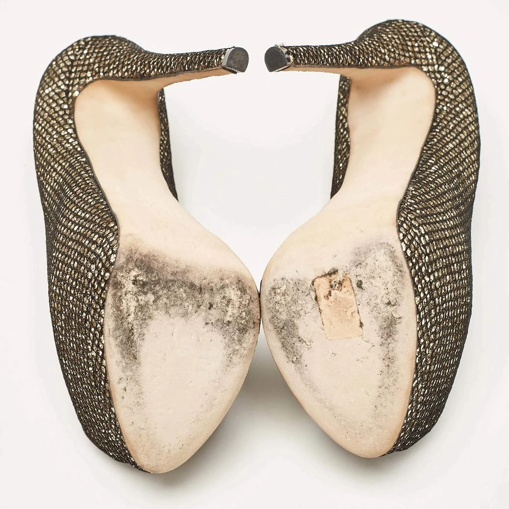 Giuseppe Zanotti Giuseppe Zanotti Gold/Black Glitter and Mesh Sharon Peep Toe Pumps Size 36.5 6