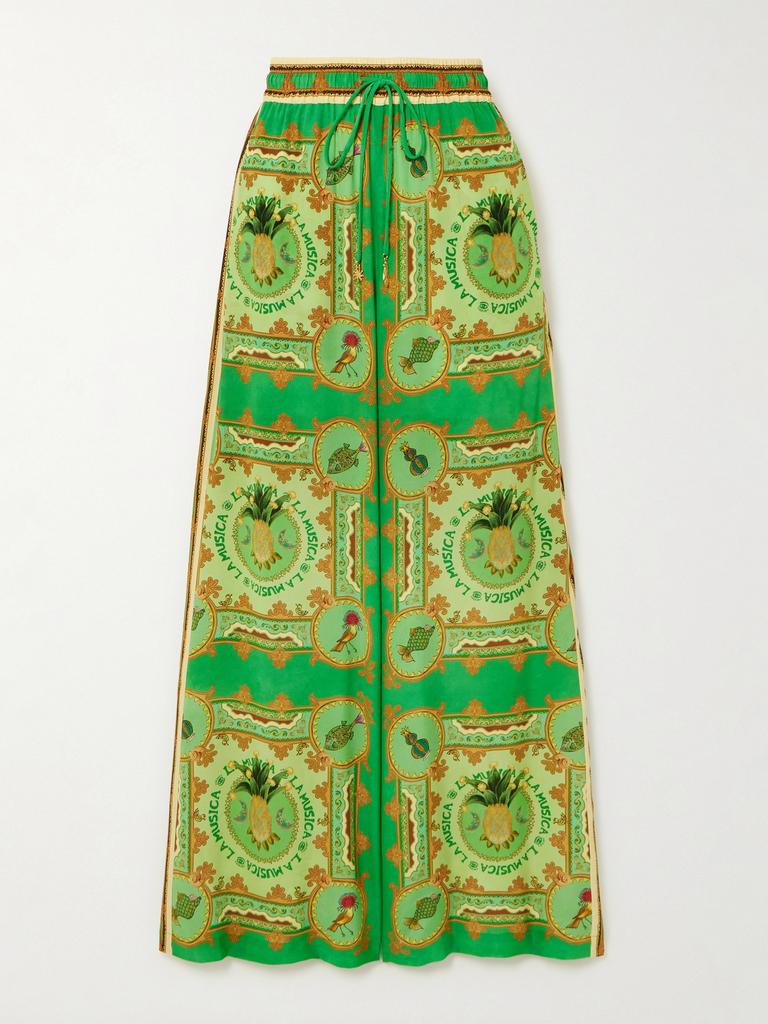 ALÉMAIS La Musica 印花真丝双绉阔腿裤