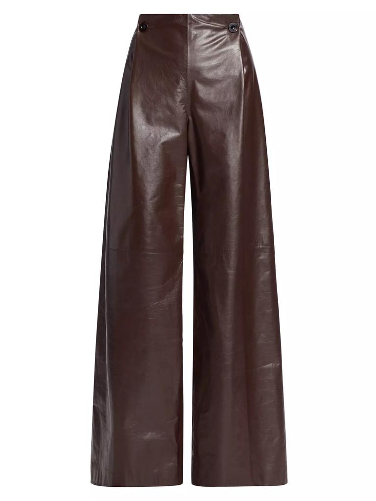 Rosetta Getty Pleated Flared Leather Pants