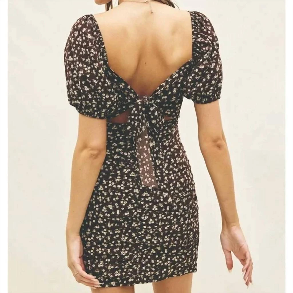 Dress Forum Dress Forum - Chocolate Puff Sleeve Ruched Mini Dress 3