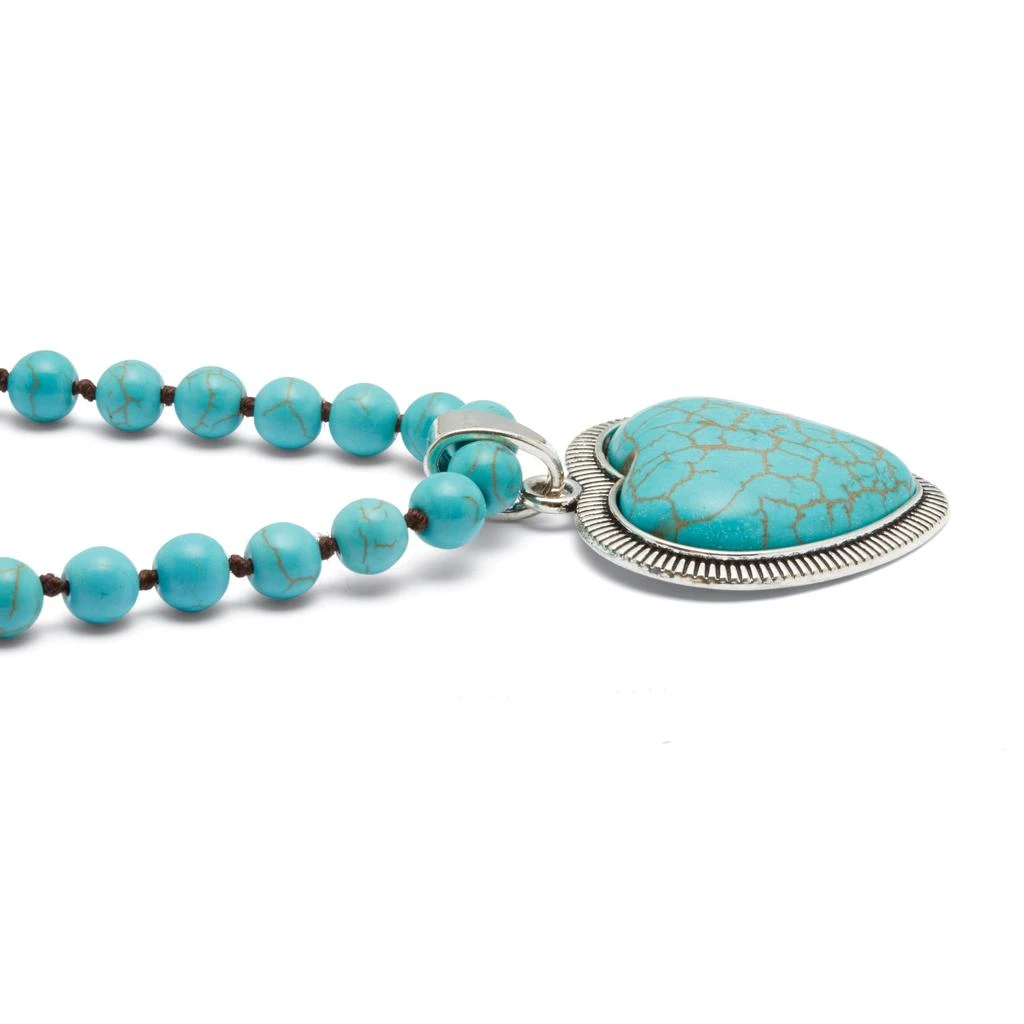 Palm Beach Jewelry Genuine Turquoise Antiqued Silvertone Heart Pendant Necklace, 34 inches 2