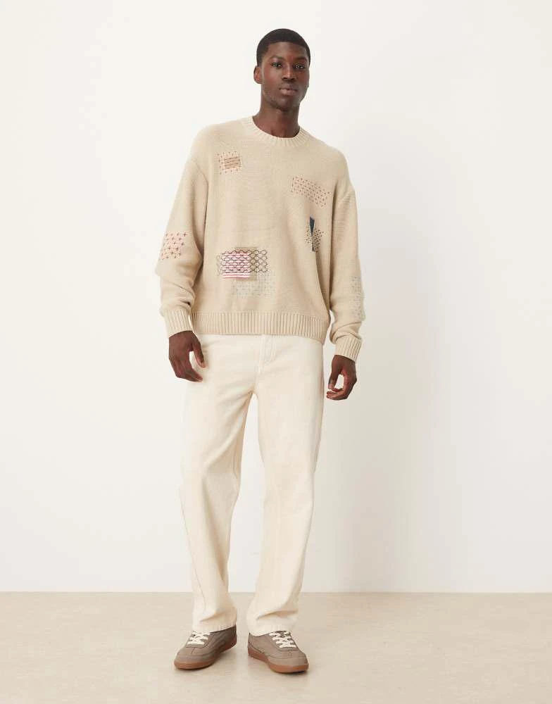 Abercrombie 
Fitch Abercrombie 
Fitch crew neck patch graphic jumper in cream 2