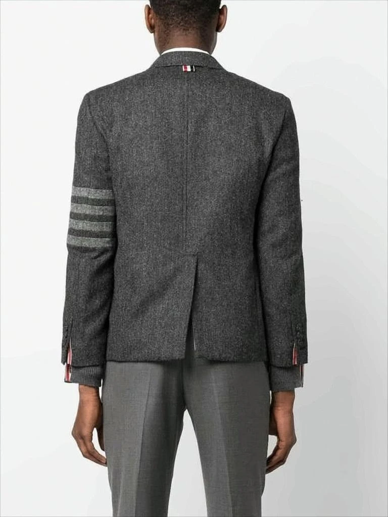 Thom Browne Tailored Grey Suit Jacket with Notch Lapel and Signature Stripes 4