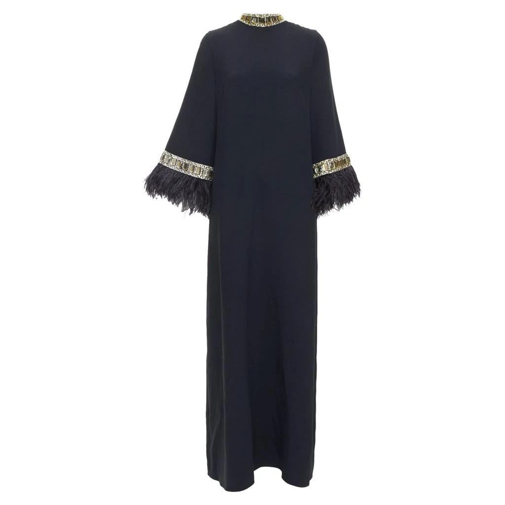 Andrew Gn Andrew GN Runway ostrich feather trim glass beads maxi dress 1
