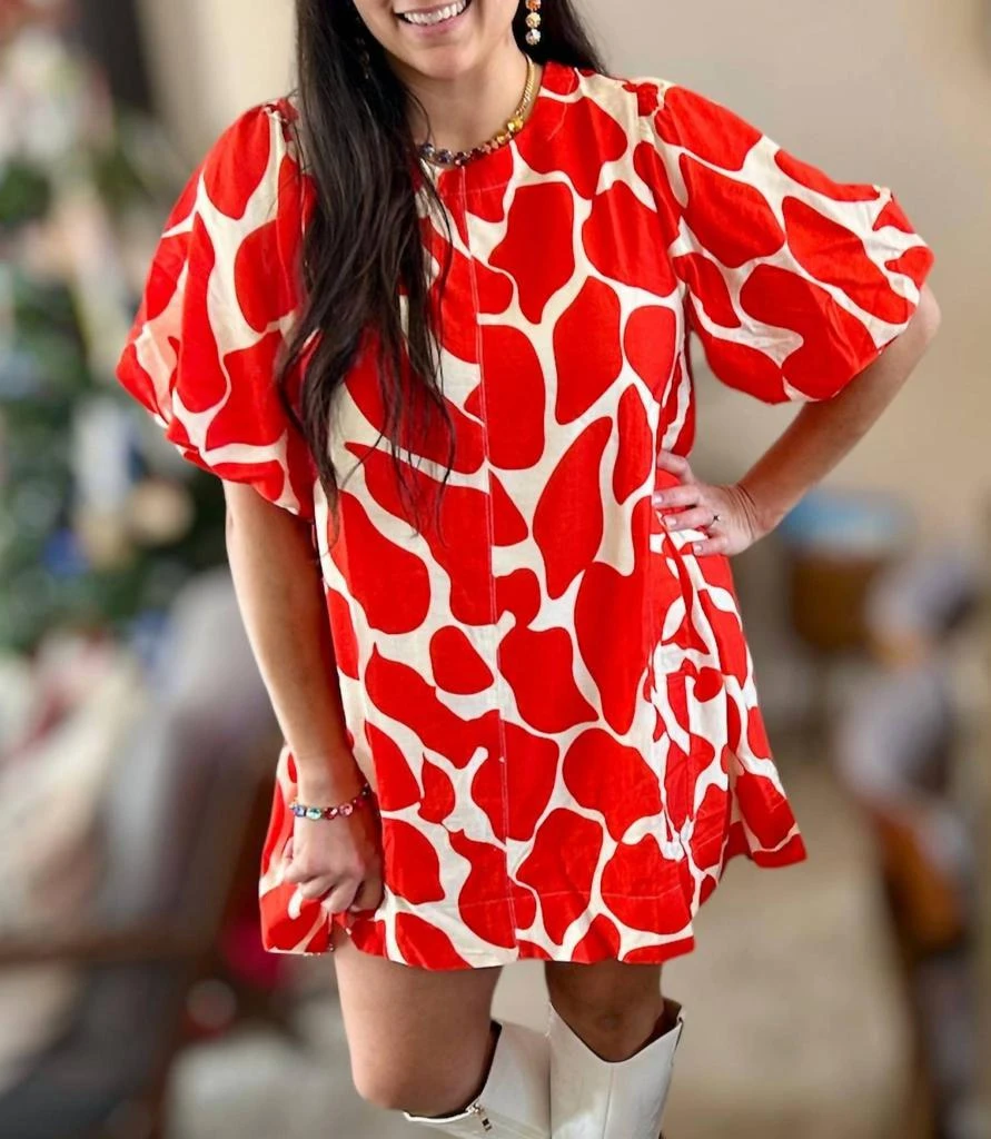 Umgee - Abstract Print Two Tone Red Dress  On Sale Now with Up to 40% Off  | Discover Exclusive Deals & Savings at BeyondStyle  Authentic umgee women  > dresses >