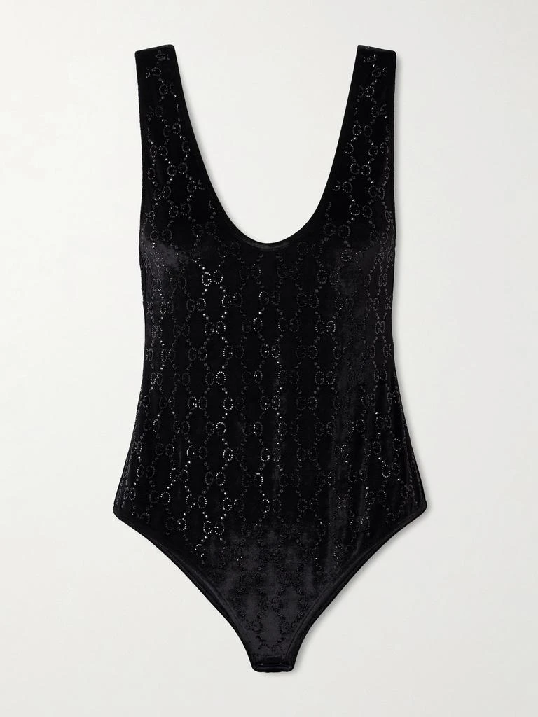 Gucci Crystal-embellished Chenille-jacquard Bodysuit